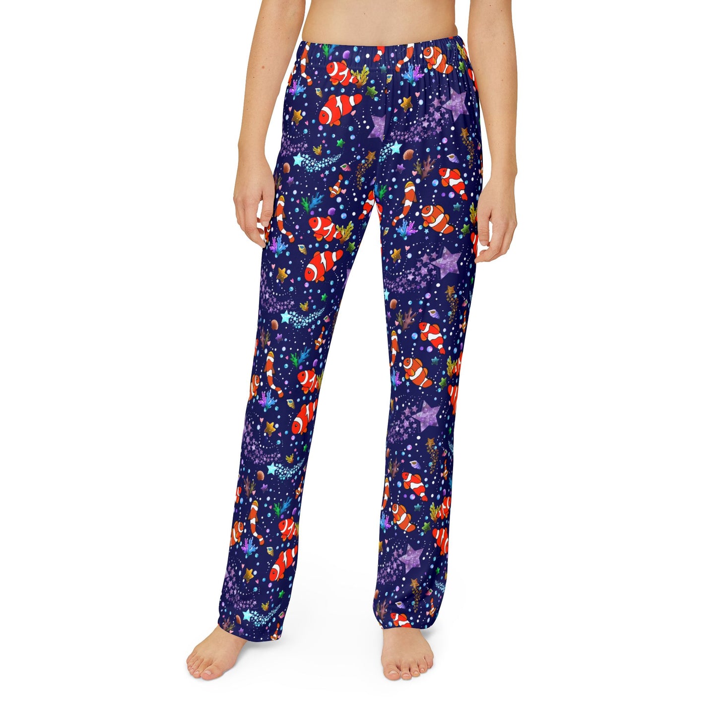Orange Clownfish at Starry Night Kids Pajama Pants
