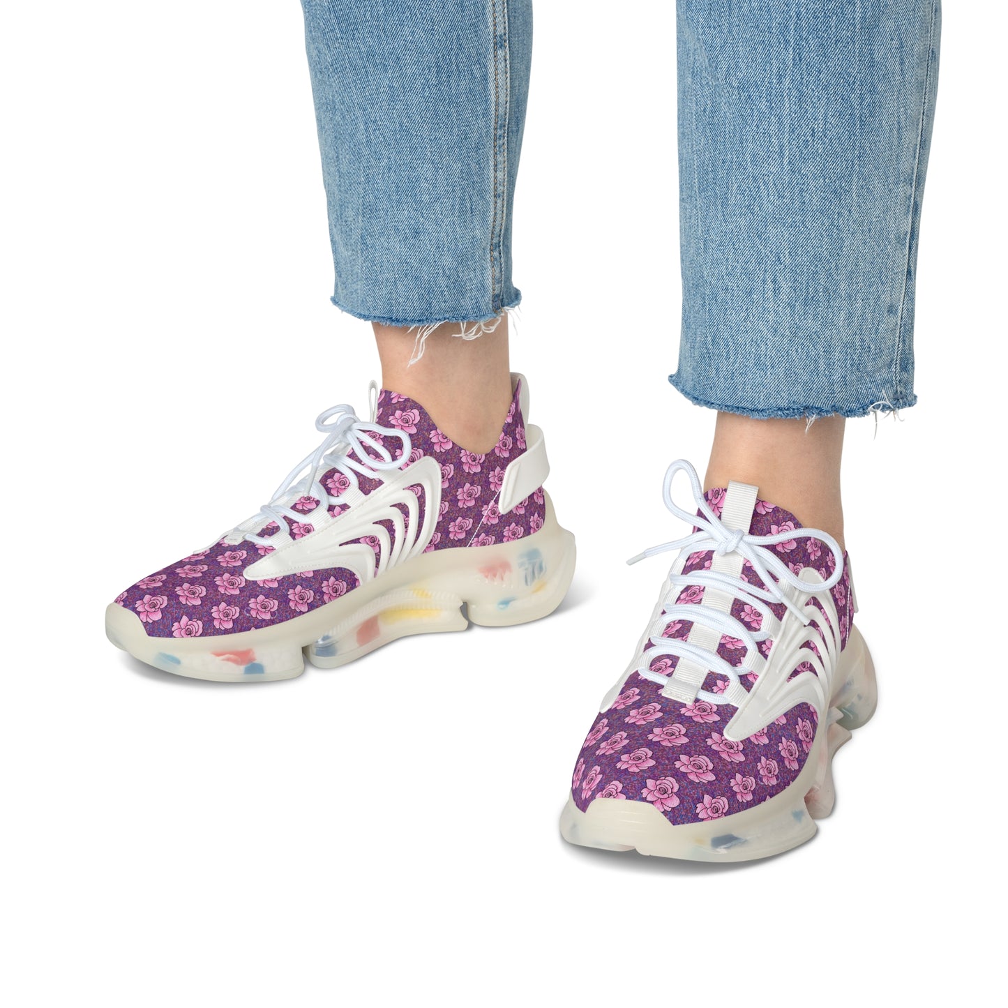 Roses Pink Women's Mesh Sneakers