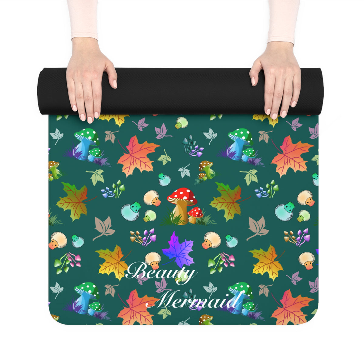 Mushroom Maple Leaves Yoga Mat