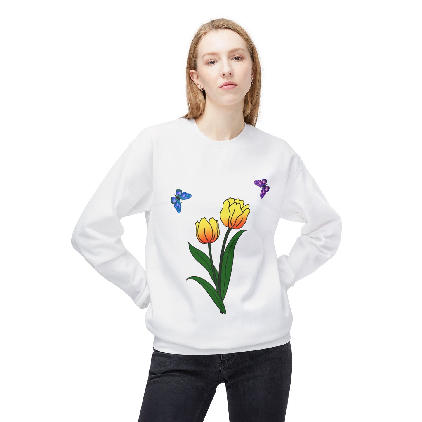 Tulip Butterfly Flower Crewneck Sweatshirt