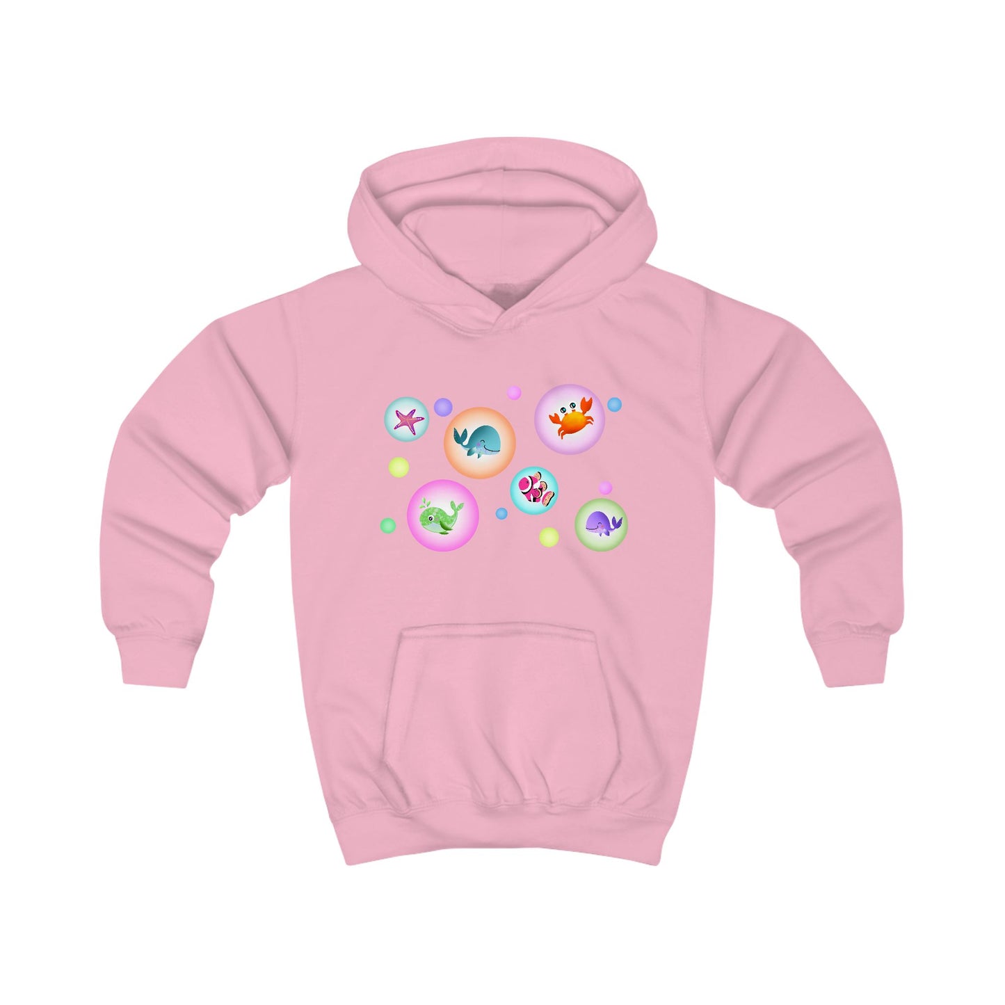 Sea Animals with Bubbles Kids Hoodie