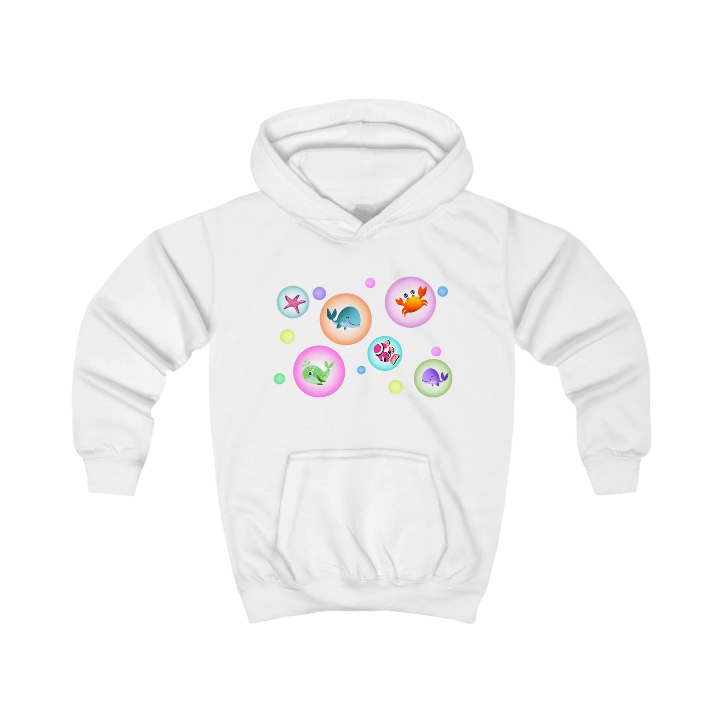 Sea Animals with Bubbles Kids Hoodie