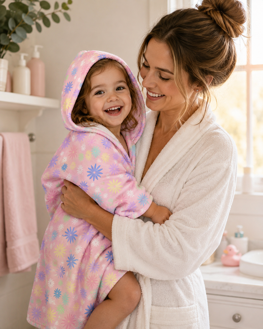 Light Pink Flowers Hooded Towel