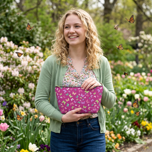 Butterfly Pink Accessory Pouch