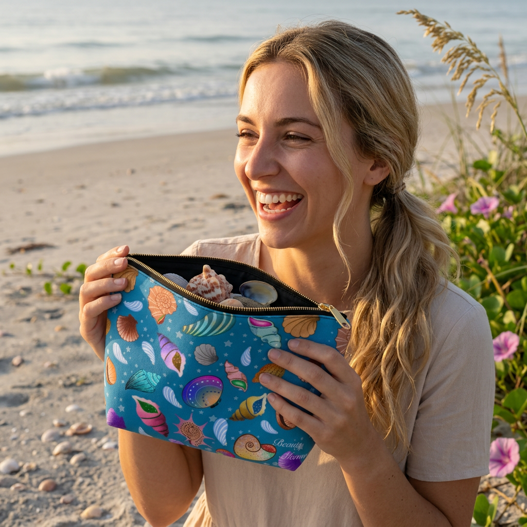 Seashells Blue Accessory Pouch