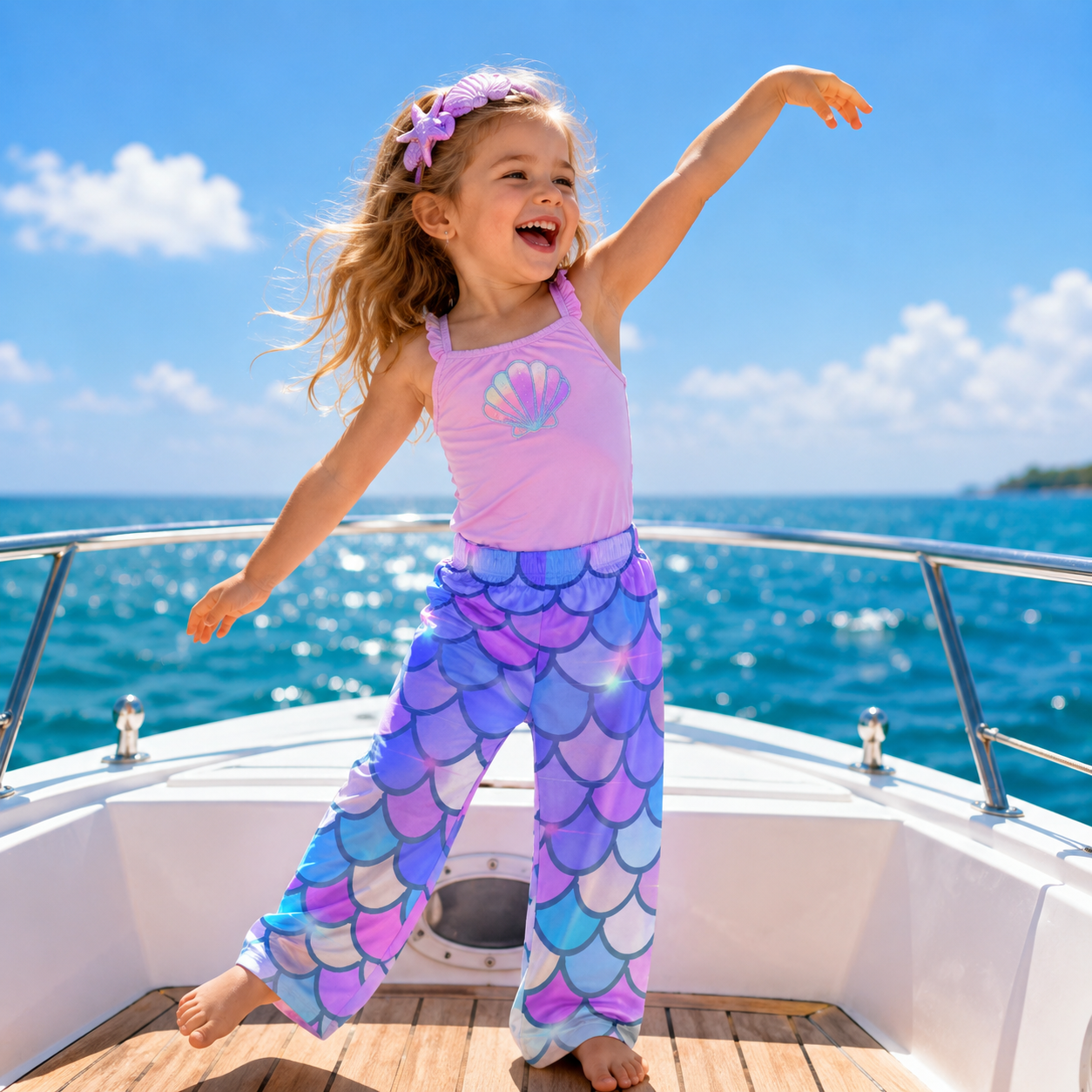 Colorful Mermaid Scales Kids Pajama Pants