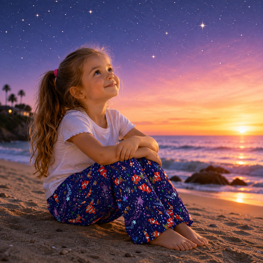 Orange Clownfish at Starry Night Kids Pajama Pants