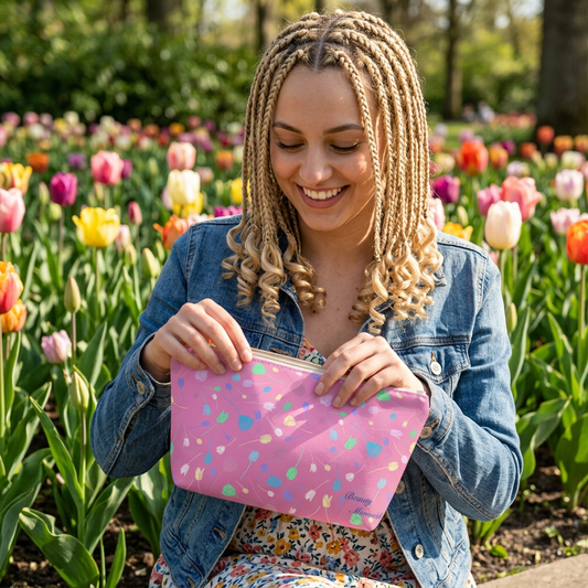 Floral Pink Accessory Pouch