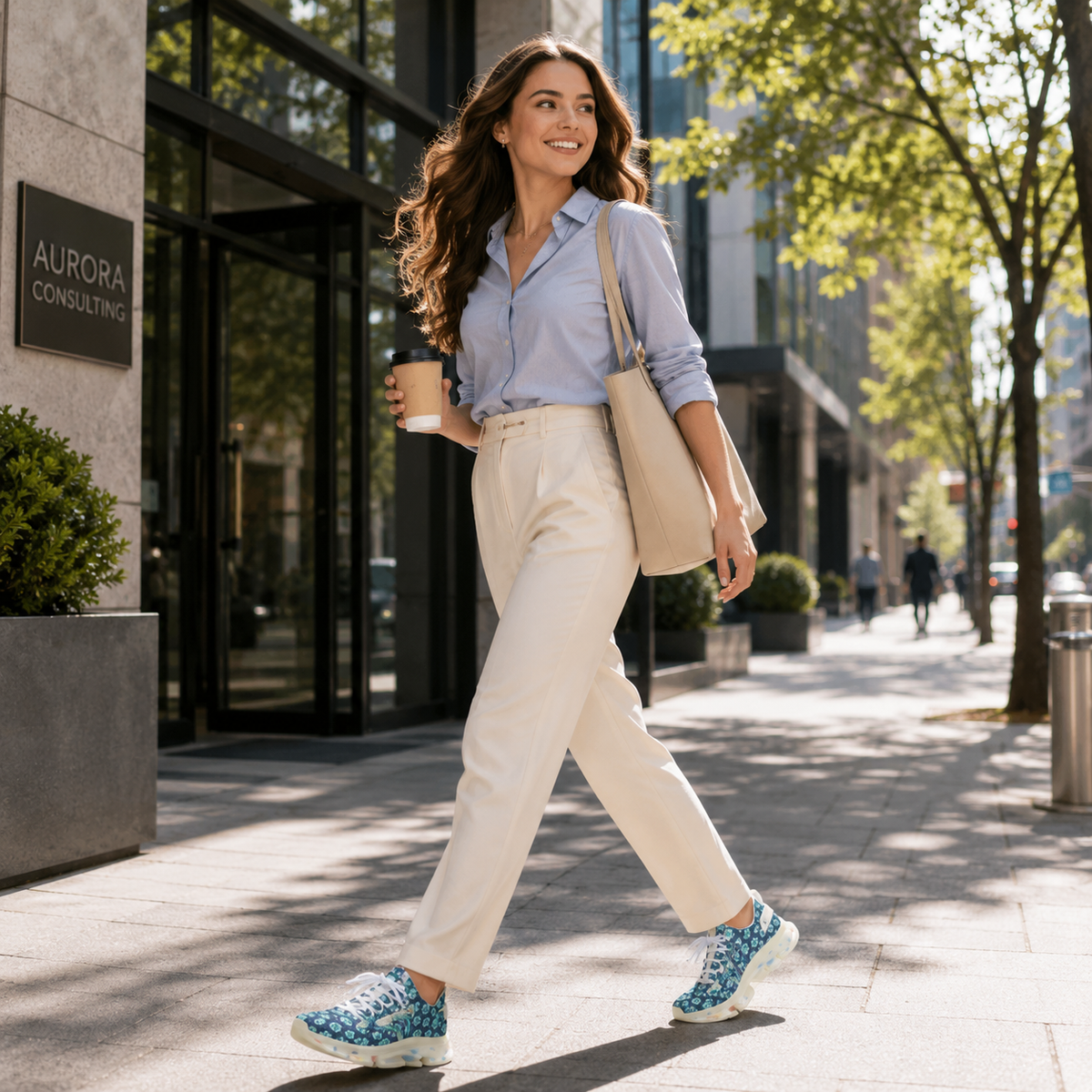 Roses Blue Women's Mesh Sneakers