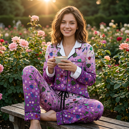 Rose Satin Pajama Purple