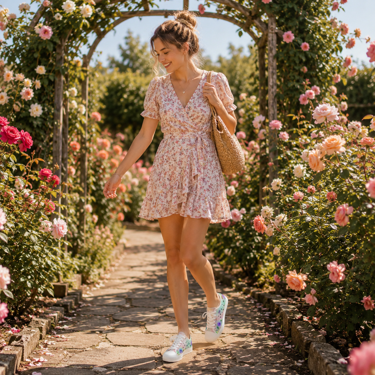 Rose Women's Sneakers Rainbow Garden