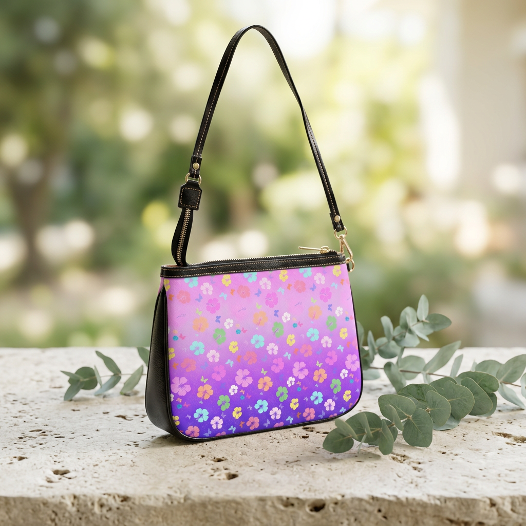 Flowers Purple Shoulder Bag