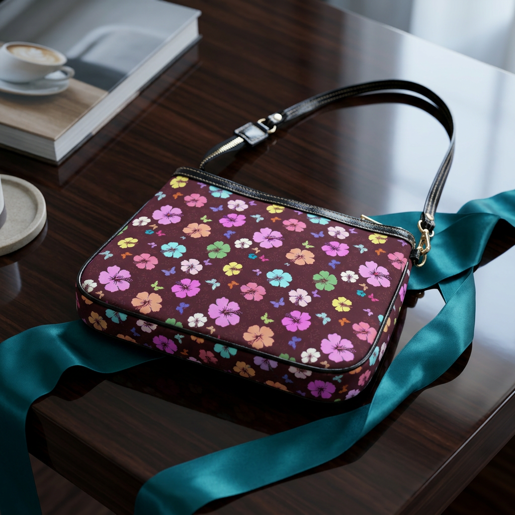 Flowers Brown Shoulder Bag