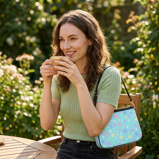 Light Blue Flower Shoulder Bag