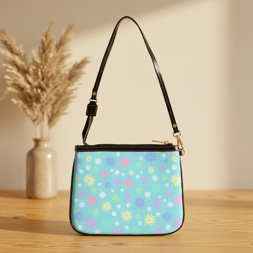 Light Blue Flower Shoulder Bag