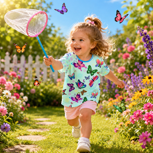 Light Blue Butterfly Flowers Kids Sports Jersey