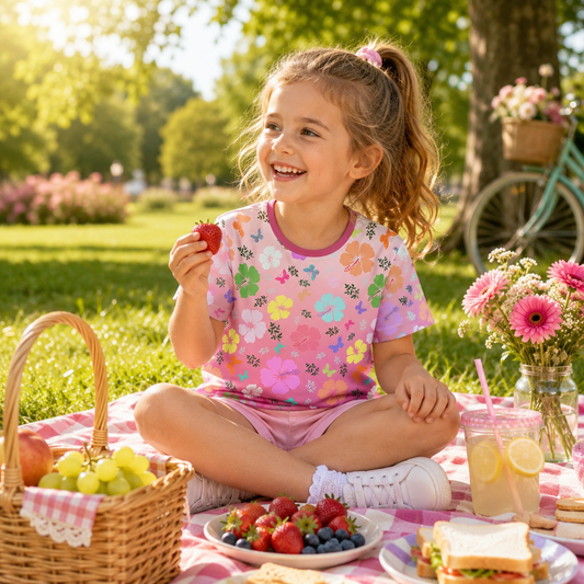 Pink Flower Kids Sports Jersey