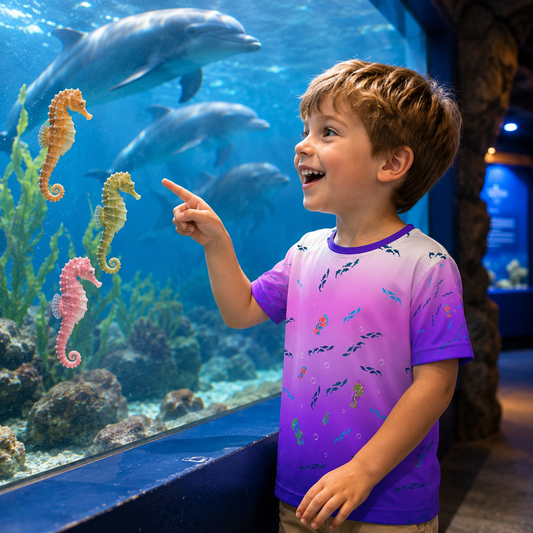 Seahorse Dolphin Kids Sports Jersey Purple