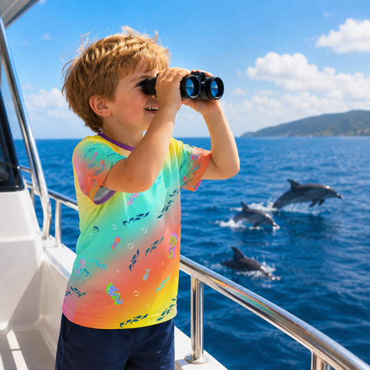 Seahorse Dolphin Kids Sports Jersey Rainbow