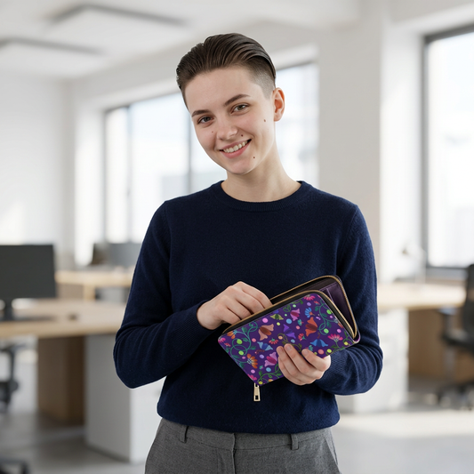Flower Zipper Wallet Purple