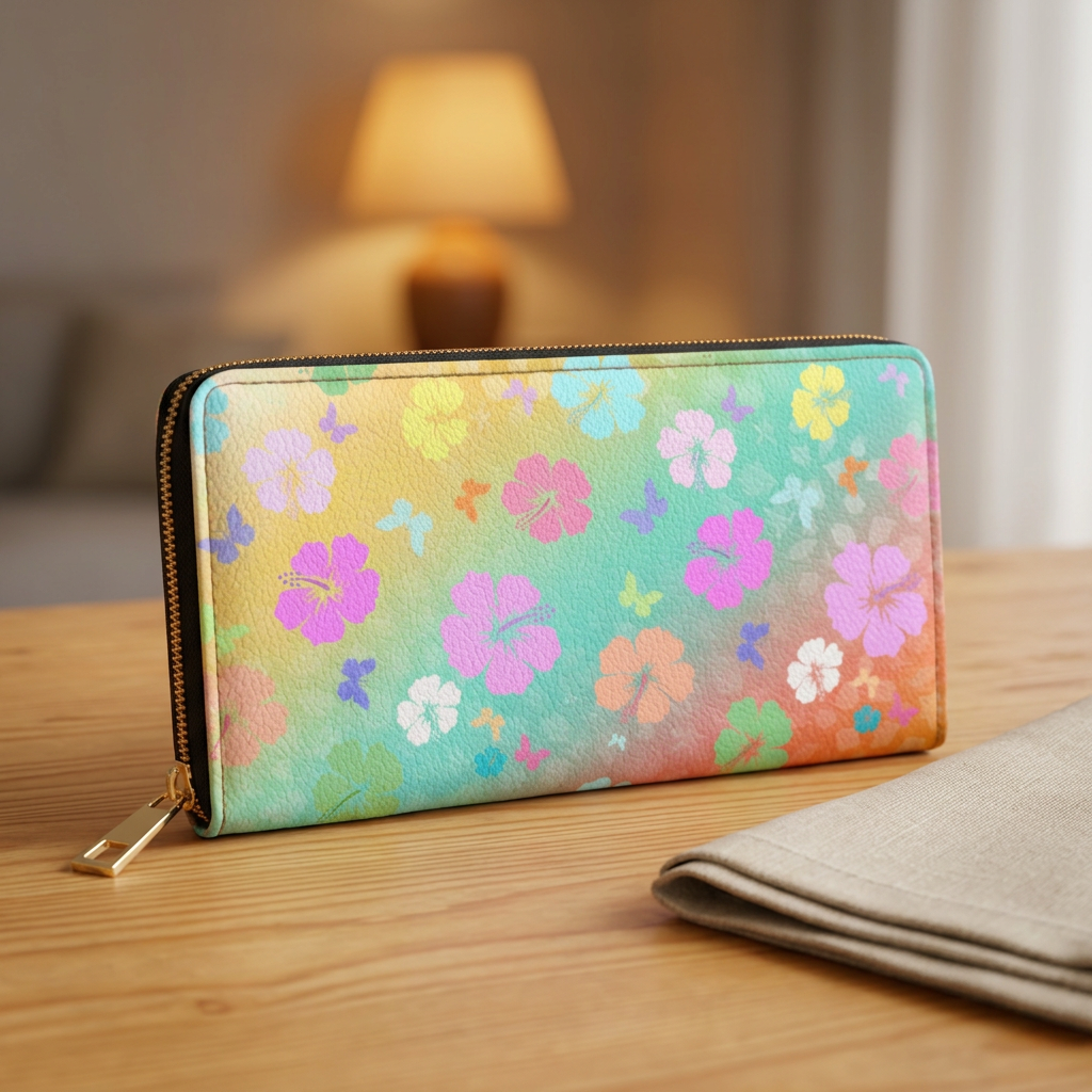 Flower Zipper Wallet Rainbow
