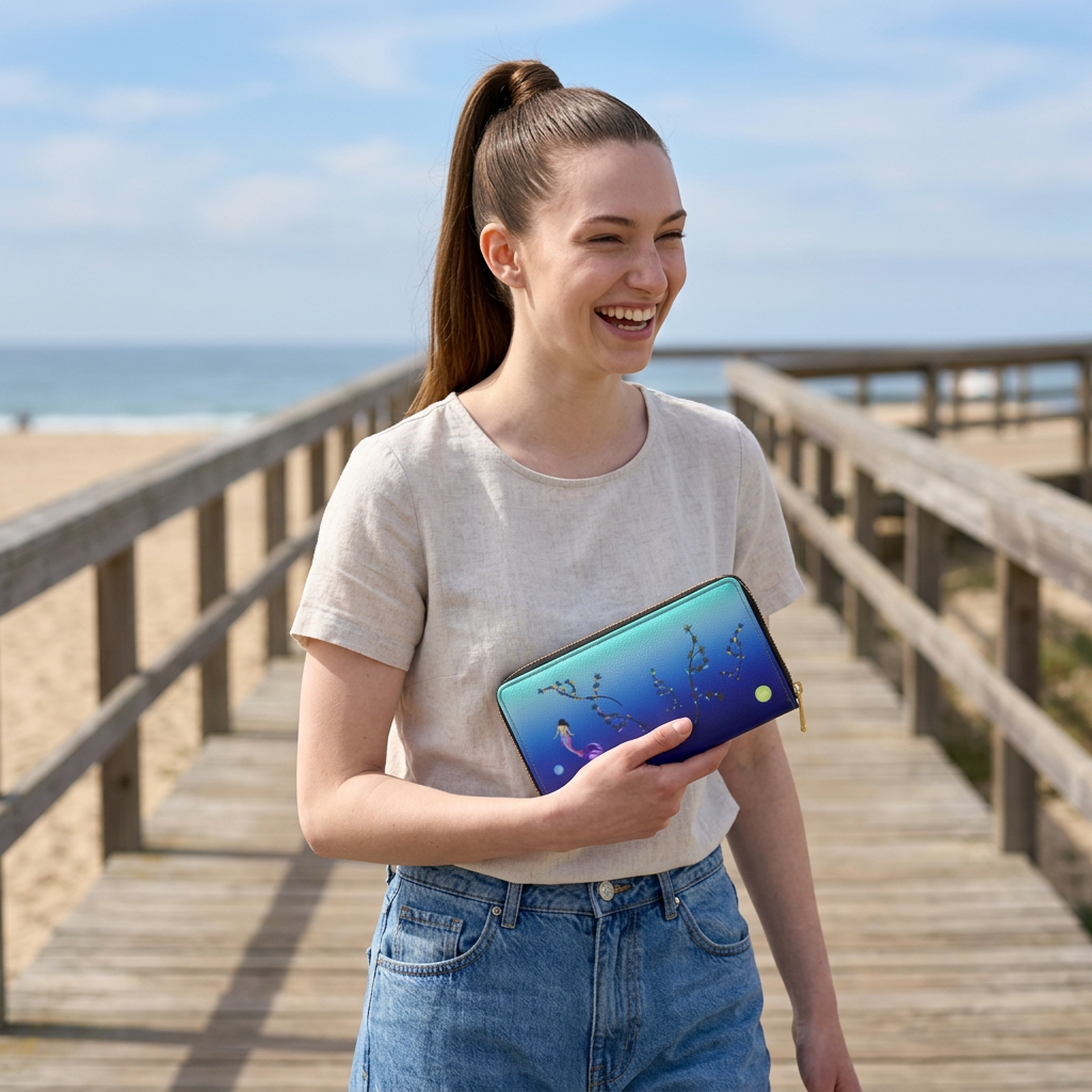 Mermaid Deep Blue Sea Zipper Wallet