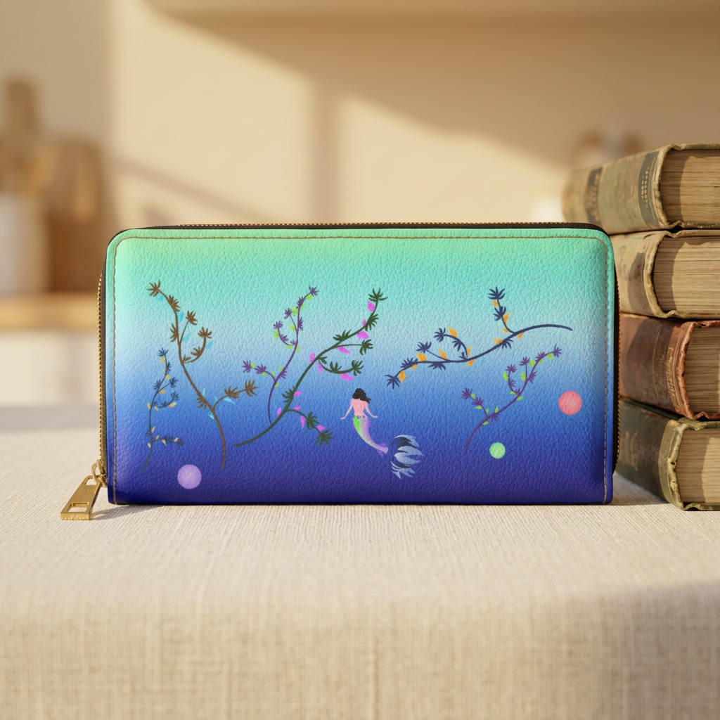 Mermaid Deep Blue Sea Zipper Wallet