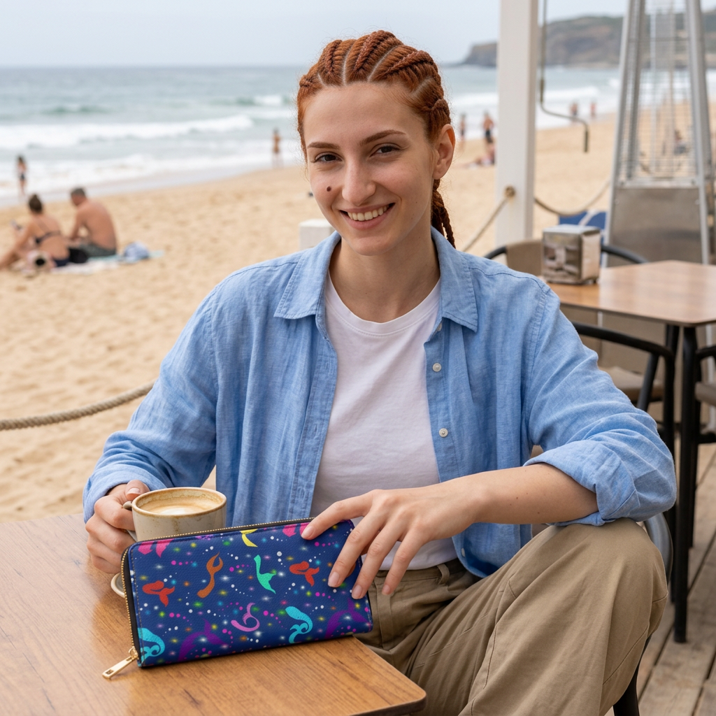 Mermaid Tails Zipper Wallet Blue Ocean