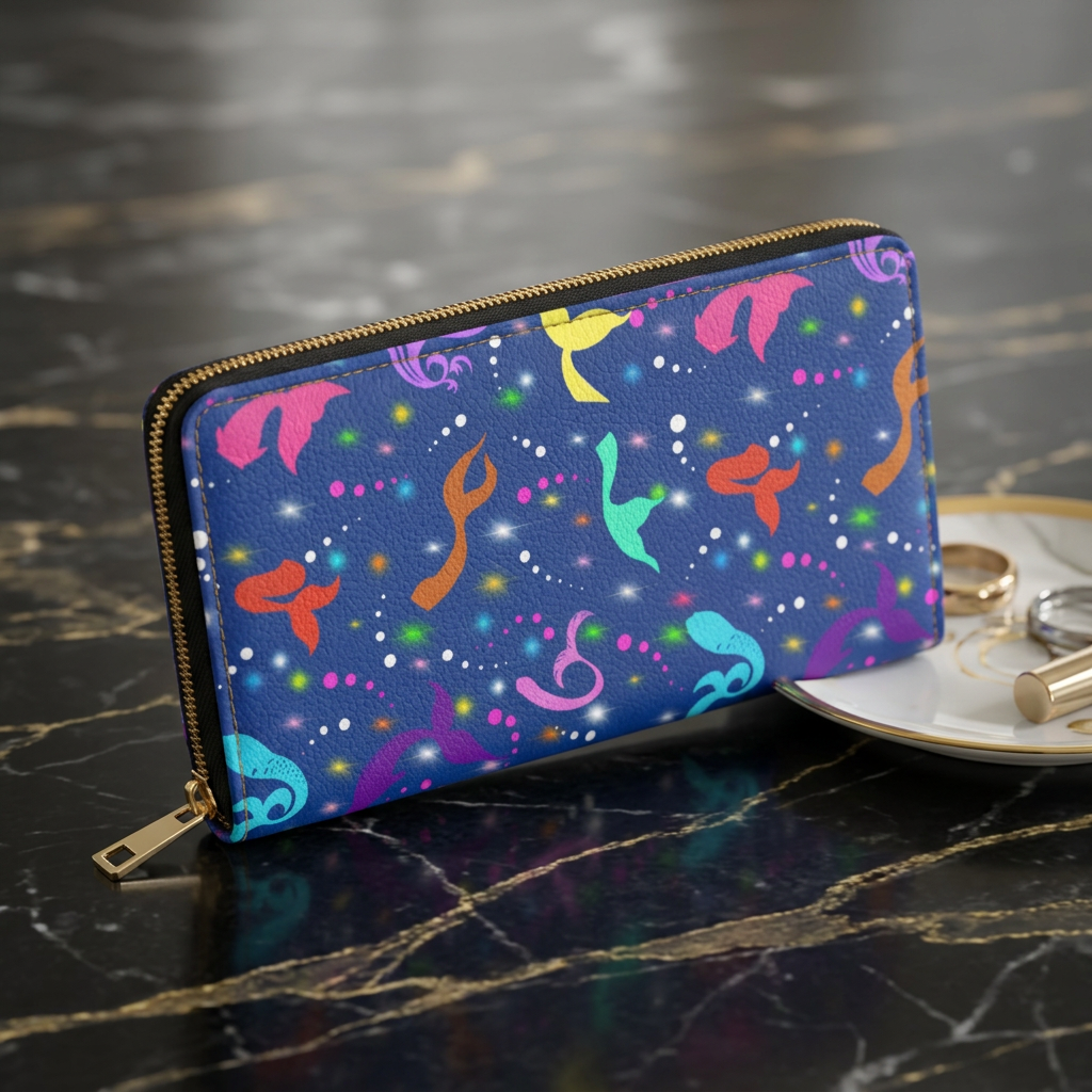 Mermaid Tails Zipper Wallet Blue Ocean