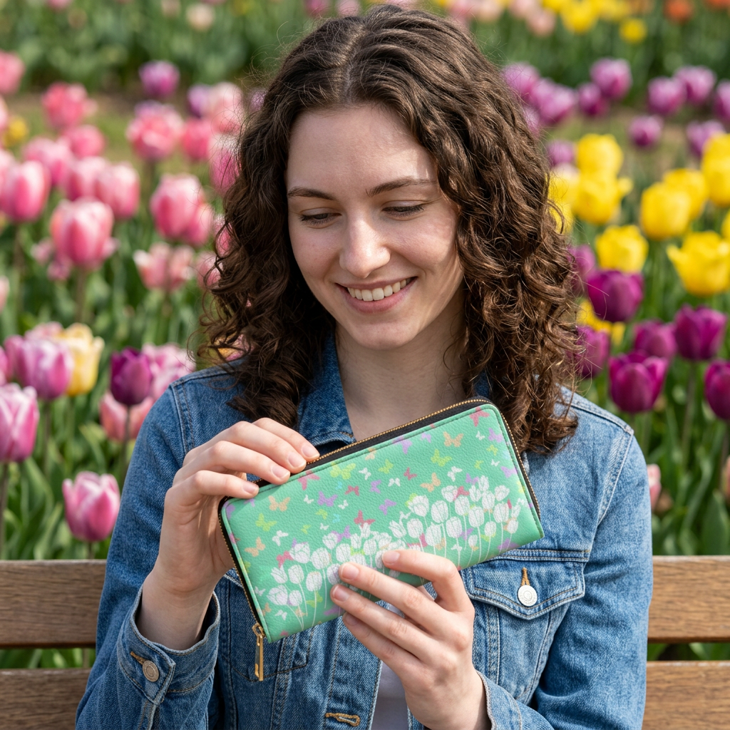 Tulip Butterflies Zipper Wallet