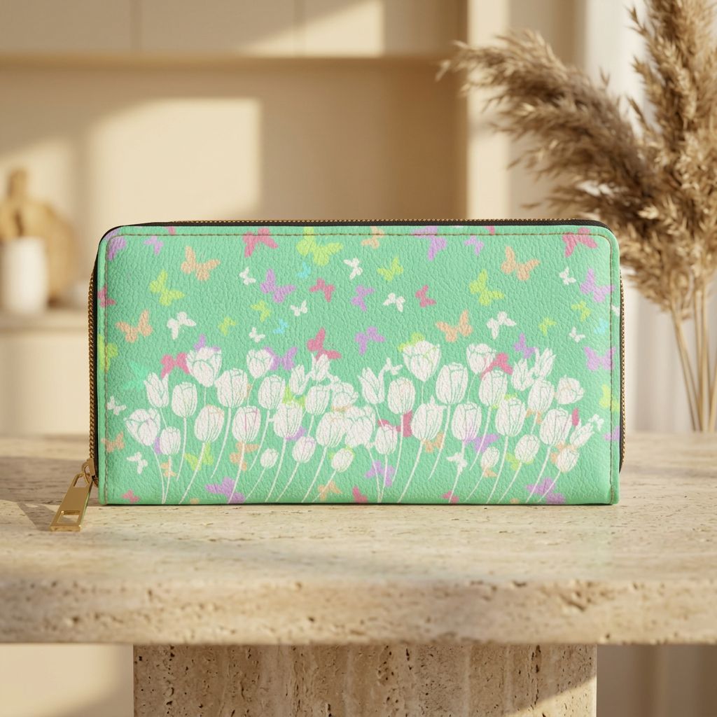 Tulip Butterflies Zipper Wallet