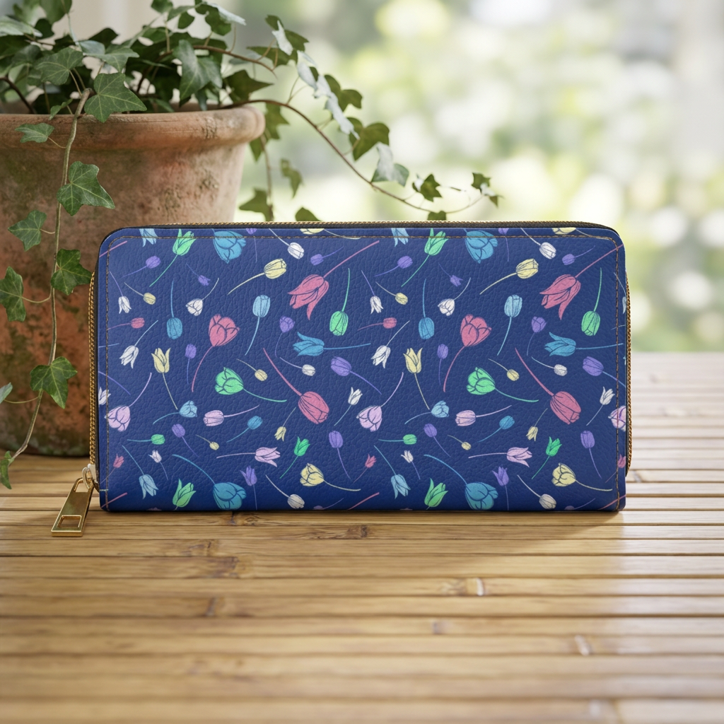 Tulip Zipper Wallet Blue