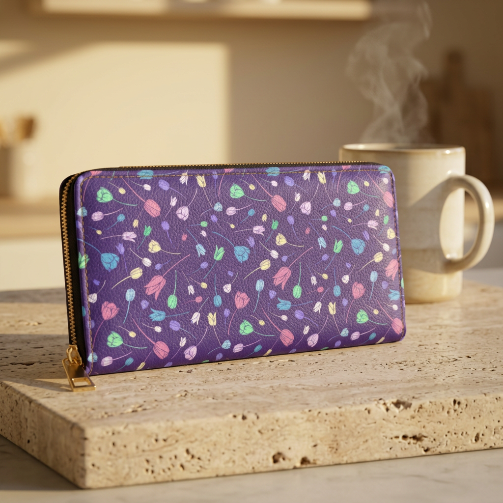 Tulip Zipper Wallet Purple