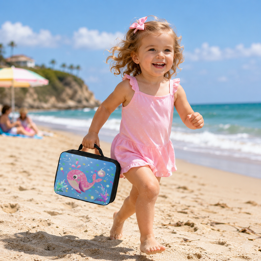 Pink Whale Blue Ocean Lunch Bag