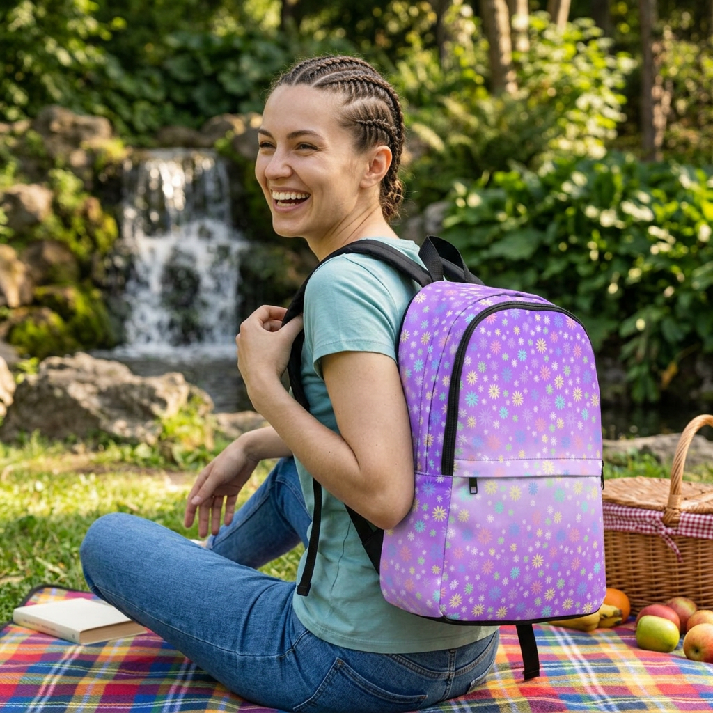 Colorful Floral Purple Backpack