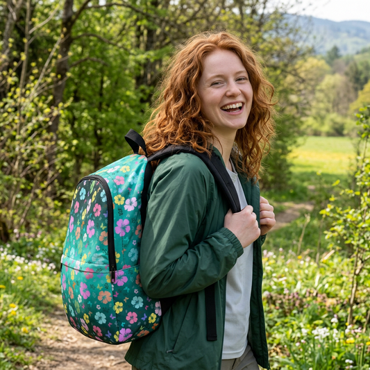 Green Gradient Floral Backpack