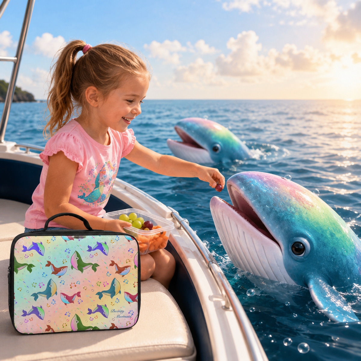 Whales Rainbow Ocean Lunch Bag