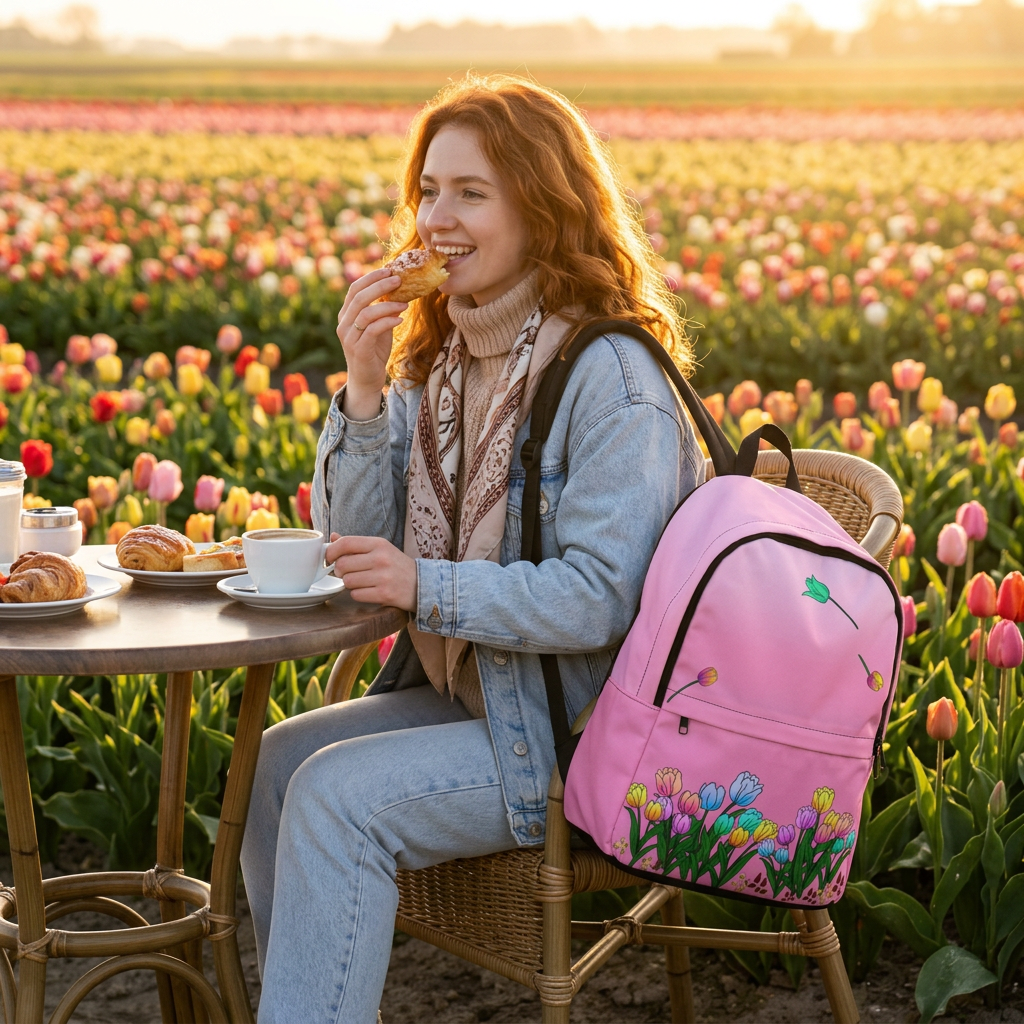 Pink Floral Tulip Backpack