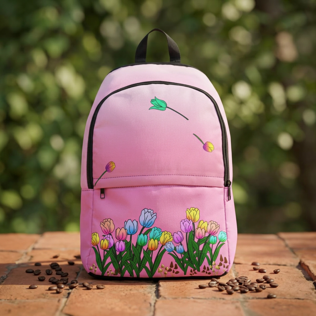 Pink Floral Tulip Backpack