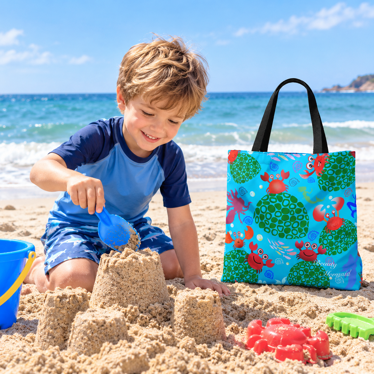 Mermaid & Crab Tote Bag