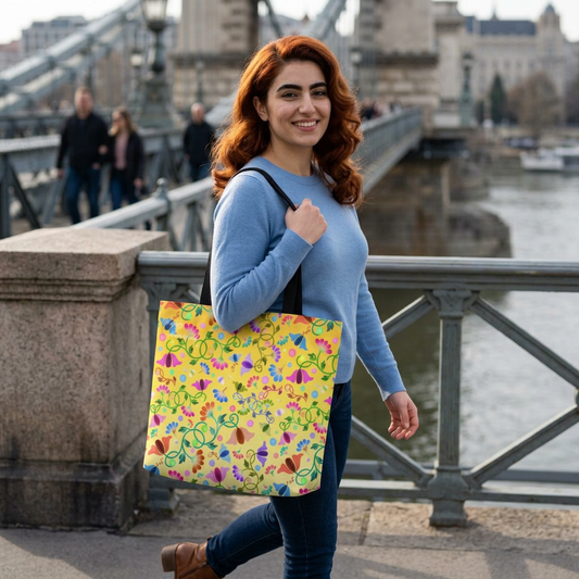 Yellow Curly Flowers Weekender Tote Bag