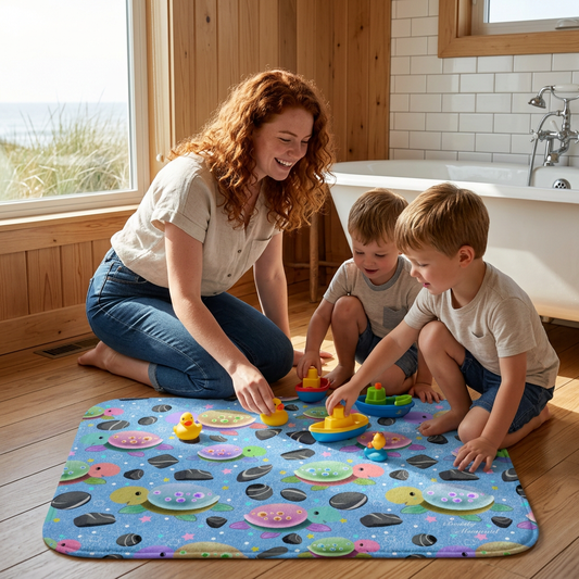 Turtle Light Blue Bath Mat