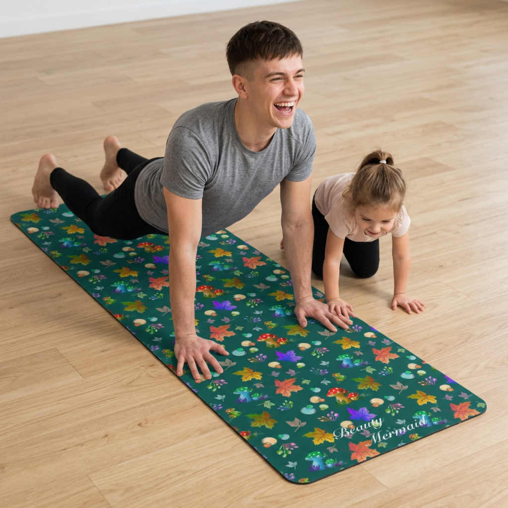 Mushroom Maple Leaves Yoga Mat