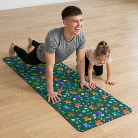 Mushroom Maple Leaves Yoga Mat
