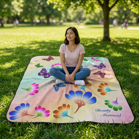 Floral Butterfly Picnic Blanket