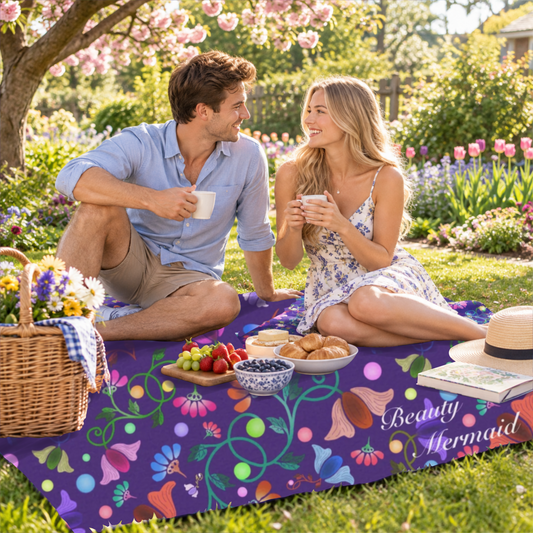 Flowers with Vines Picnic Blanket