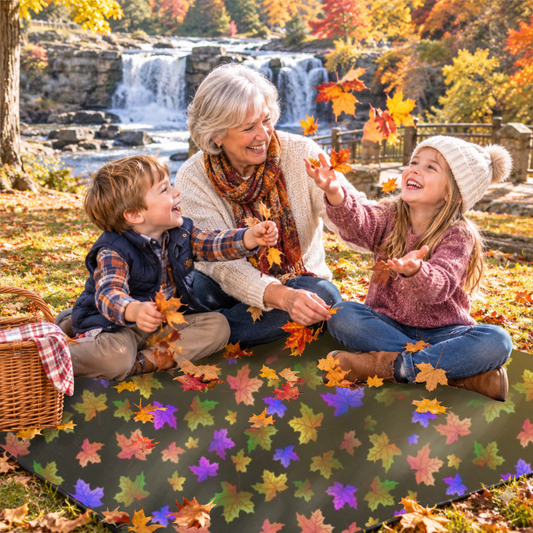 Maple Leaves Picnic Blanket Golden