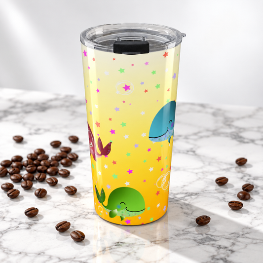 Colorful Whales Yellow Tumbler 20oz