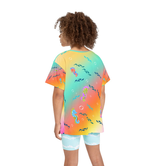 Seahorse Dolphin Kids Sports Jersey Rainbow