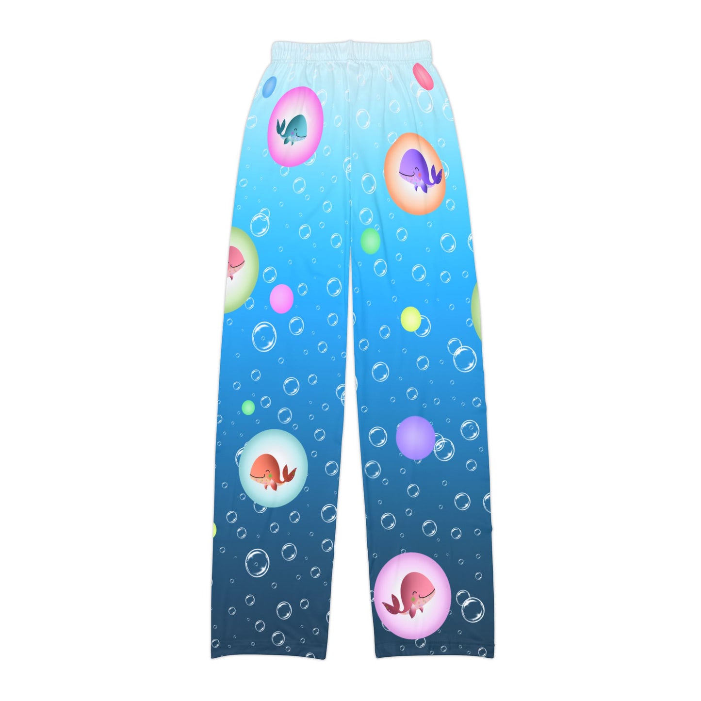 Colorful Whales & Bubbles Kids Pajama Pants